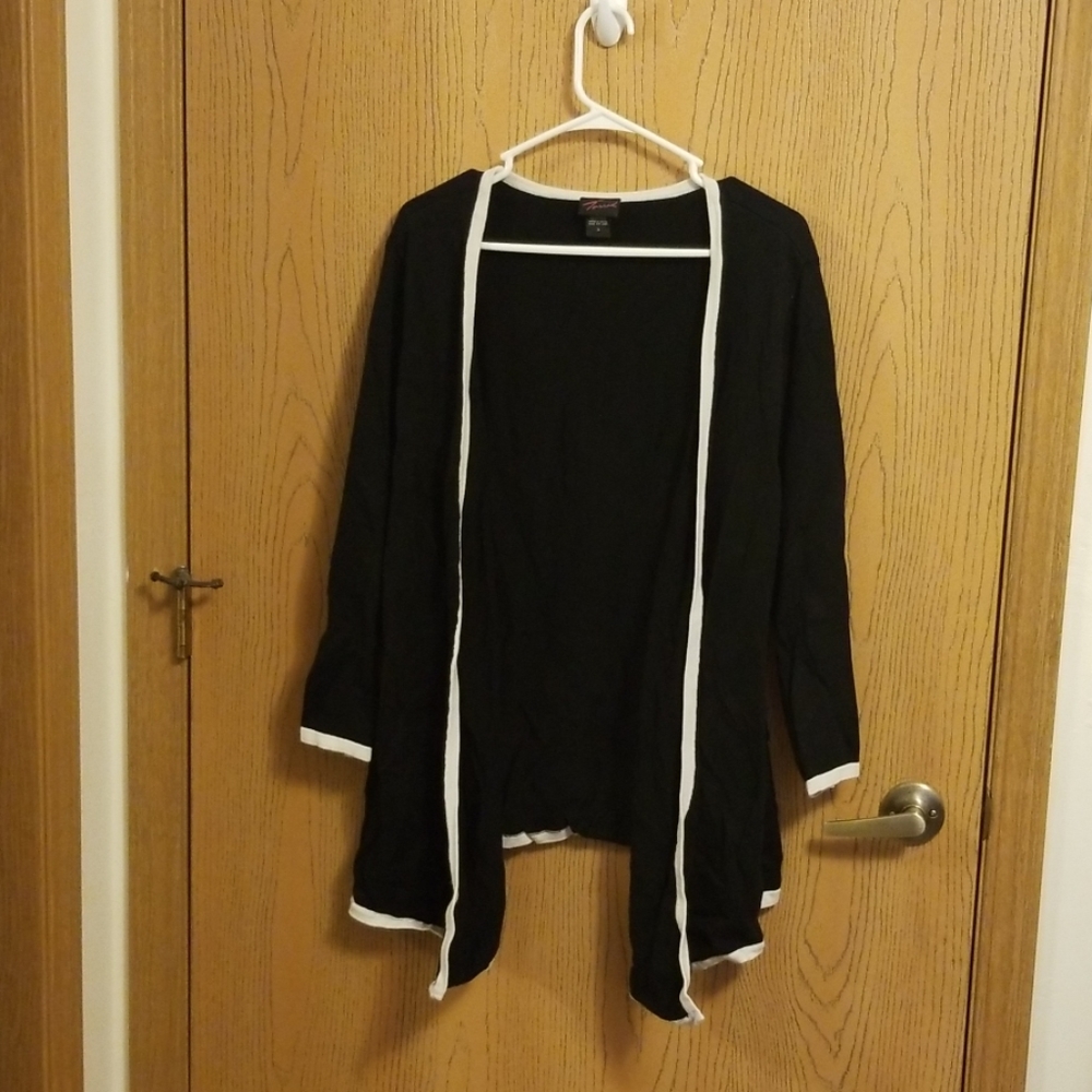 Torrid Black Cardigan with White Piping